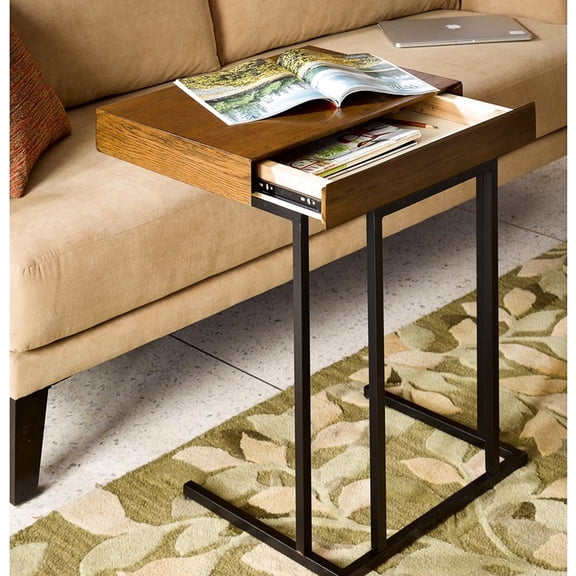 And Metal Base Pull Up Table - Solid Wood Drawer Size Desk Exterior
