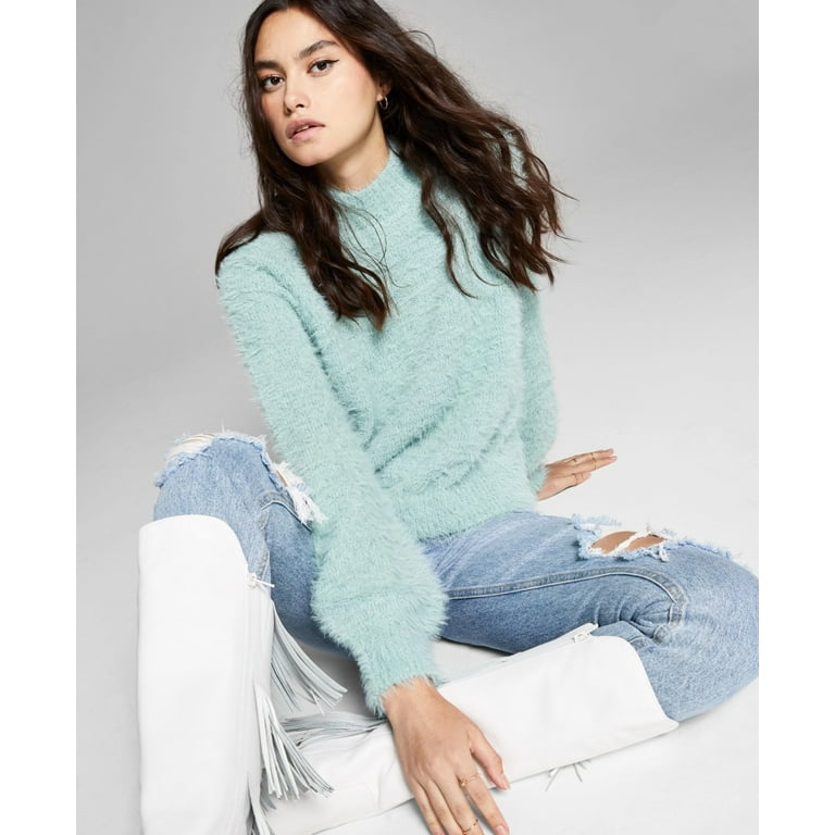 Fuzzy turtleneck sweater deals