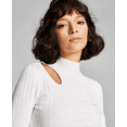 thumbnail image 1 of And Now This CREAM Women's Mock Neck Ribbed Knit Cut Out Long Sleeve Top L, 1 of 3