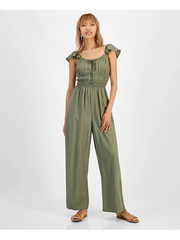 CRUSHED OREGANO Women's Scoop-Neck Clip-Dot Jumpsuit, US X-Large
