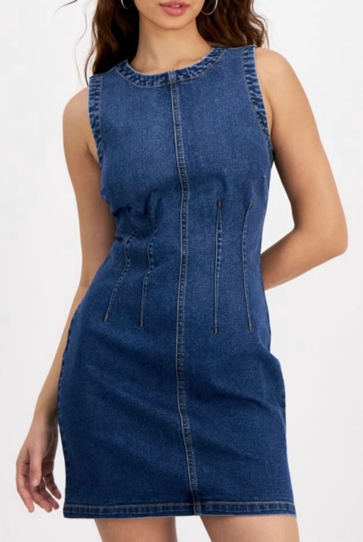and now this denim dress Women's Sleeveless A-Line Dress, Created for Macy's - Dark Wash Color:Black/Nude Koscy Handsome Royal Blue african Denim shirt dress have for anyone who