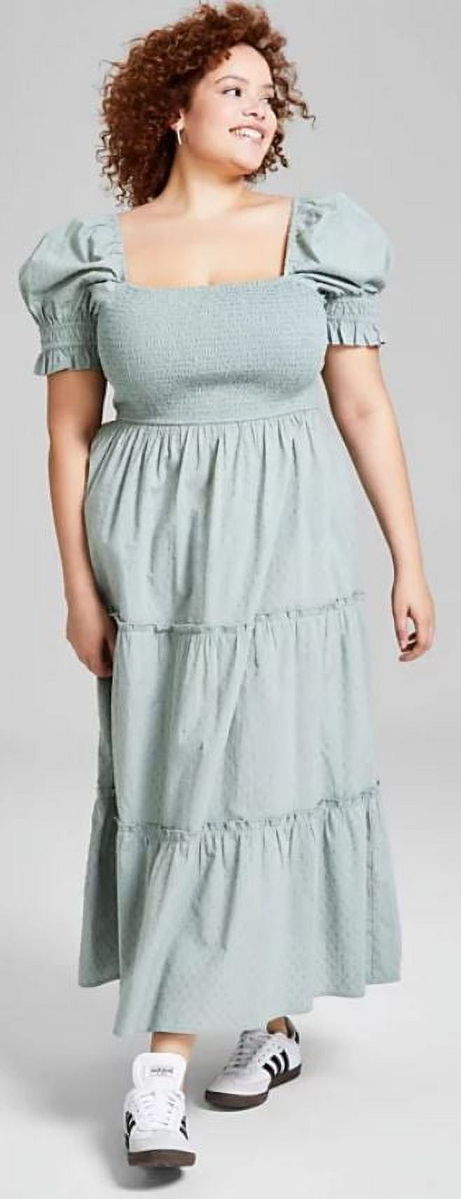 And Now This GREEN MILIEU Women's Puff-Sleeve Tiered Maxi Dress, US X-Large  - Walmart.com