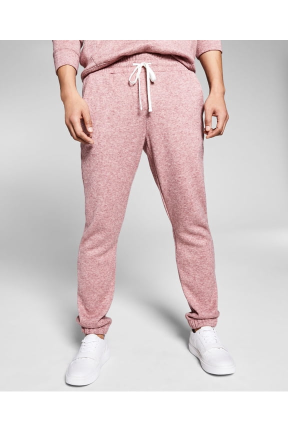 Men’s Cozy Regular-Fit Fleece Joggers, Burgundy, Small