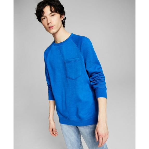 And Now This Men’s Solid Fleece Sweatshirts, Blue, Small