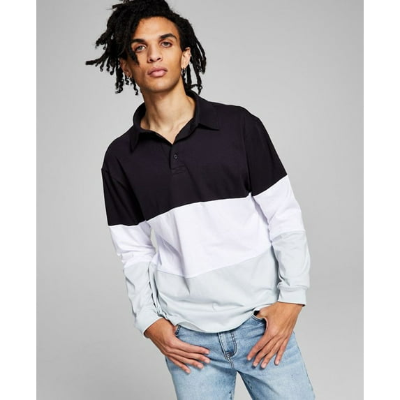 And Now This Men's Colorblocked Rugby Shirt Black Size XX-Large