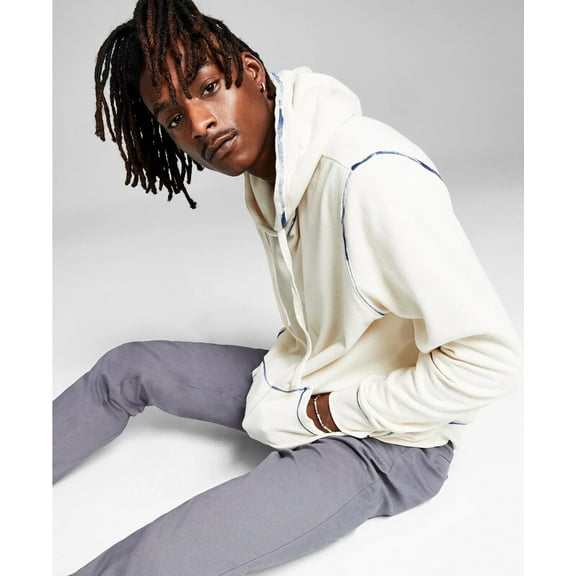 And Now This Men's Regular Fit Painted Seams Fleece Hoodie in Highbeam Tan-Large