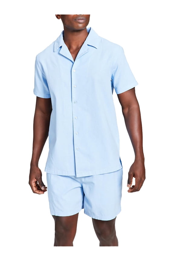 Men's Classic-Fit Button-Down Camp Shirt Chambray M