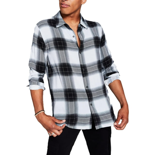 PLAID BUTTON DOWN COLLARED BOXY LONG SLEEVE SHIRT