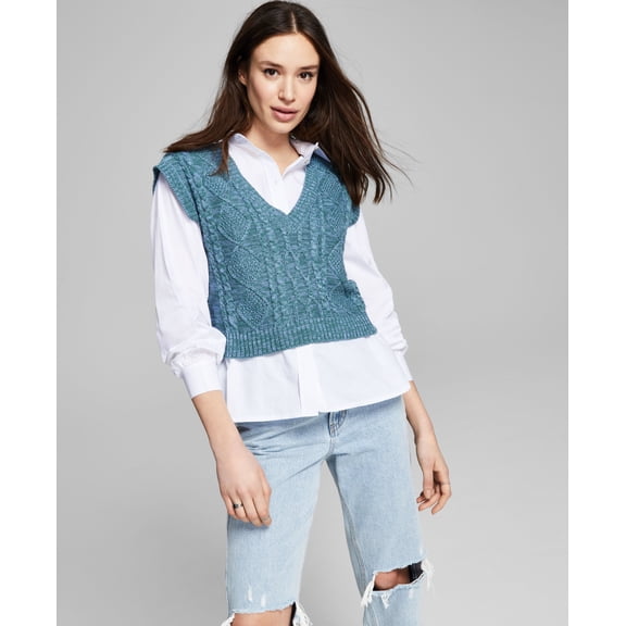 And Now This Sweater Vest Greenblue Marl L