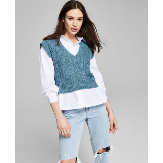 And Now This Sweater Vest Greenblue Marl M