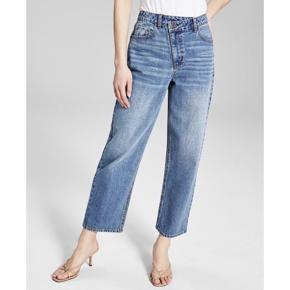 Now This Womens Cotton Crisscross Cropped Jeans Bamse Med Wash 30