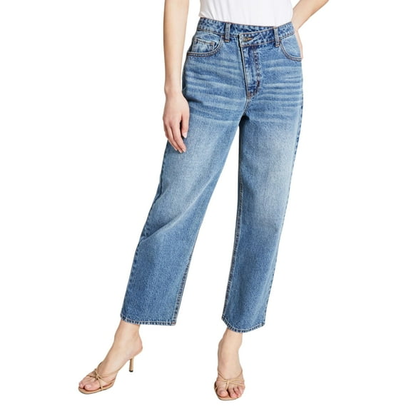 And Now This Women's Cotton Crisscross Cropped Jeans Dark Blue Size 31