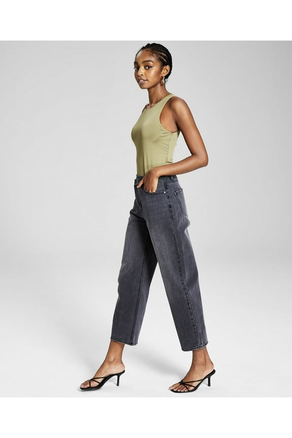 Now This Womens Cotton Crisscross Cropped Jeans Dumont Black Wash 30