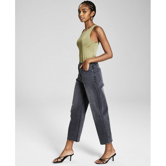 Now This Womens Cotton Crisscross Cropped Jeans Dumont Black Wash 28