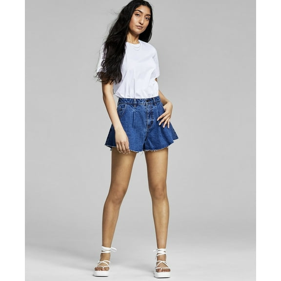 And Now This Women's High Rise Cotton Denim Trumpet Shorts Draven (Draven, 25)