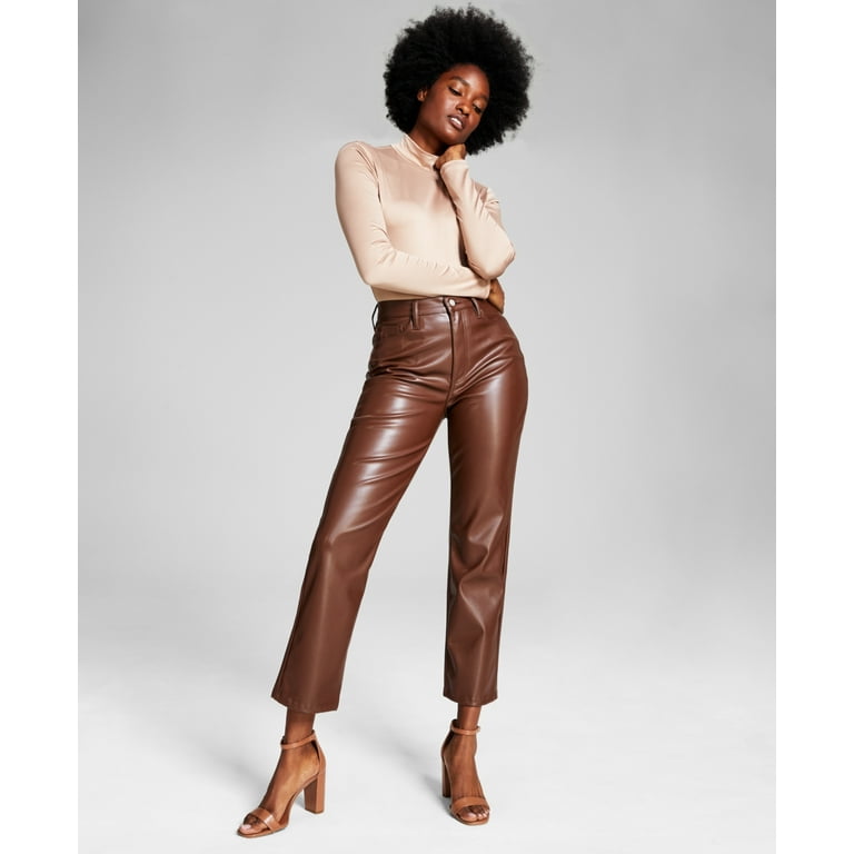 SBetro Brown High Waisted Faux Leather Pants Size Small