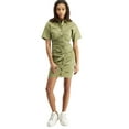 thumbnail image 1 of Now This Womens Button Front Dress Olive S, 1 of 1