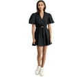 thumbnail image 1 of And Now This Women's Puff Sleeves Cutout Fit & Flare Dress Black Size L, 1 of 1