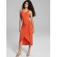 thumbnail image 1 of Now This Womens Side Tie Knit Midi Dress Spectator Red XL, 1 of 4