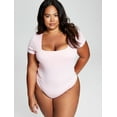 thumbnail image 1 of And Now This Women's Square-Neck Short-Sleeve Bodysuit Bubble Gum Plus Size 2X, 1 of 1