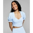 thumbnail image 1 of Now This Womens Tie Back Crop Top Chambray Blue XL, 1 of 3