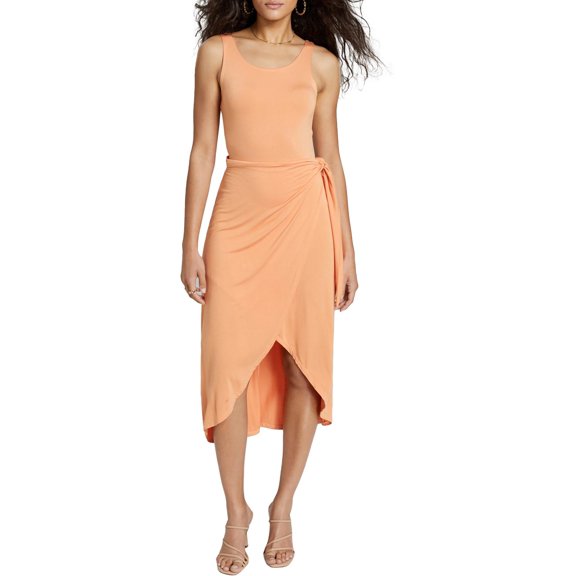 Now This Womens Side Tie Knit Midi Dress Clay XL