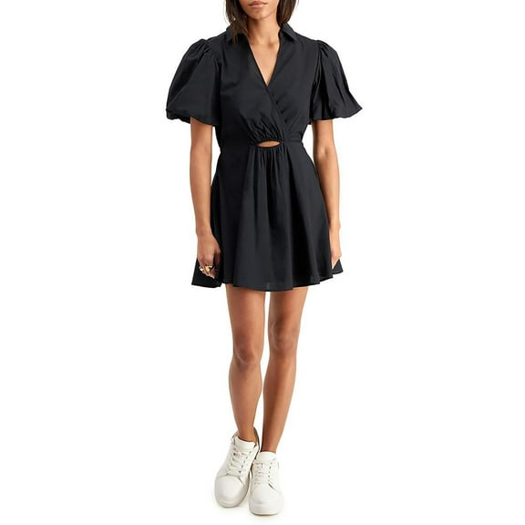 And Now This Womens V-Neck Mini Fit & Flare Dress