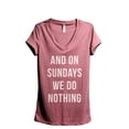 thumbnail image 1 of And On Sundays We Do Nothing Women's Fashion Relaxed V-Neck T-Shirt Tee Heather Rouge X-Large, 1 of 3