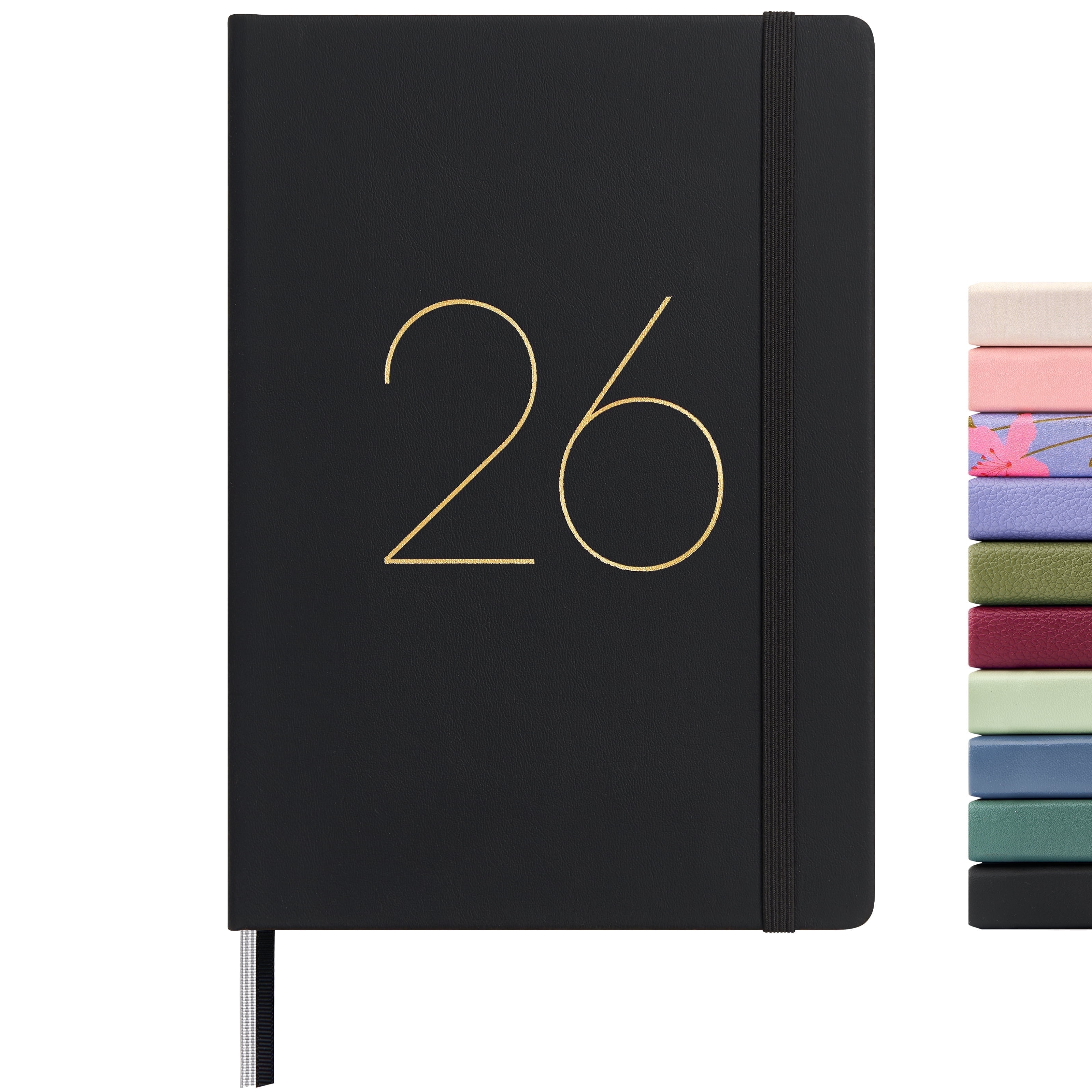 &And Per Se 2026 Planner Calendar 15-Month Weekly , October 2025-December 2026, 5.7" x 8", Leather Hardcover, Monthly Tabs, Back Pocket(Black)