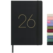 &And Per Se 2026 Planner Calendar 15-Month Weekly , October 2025-December 2026, 5.7" x 8", Leather Hardcover, Monthly Tabs, Back Pocket(Black)