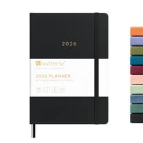 &And Per Se 2026 Planner Calendar 12-Month Weekly, January-December 2026, 5.7" x 8", Leather Hardcover, Monthly Tabs, Back Pocket(Black)