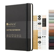 &And Per Se Bullet Dotted Journal Notebook, A5 Hardcover Leather, 3 Sheets of Stickers Included (Black)