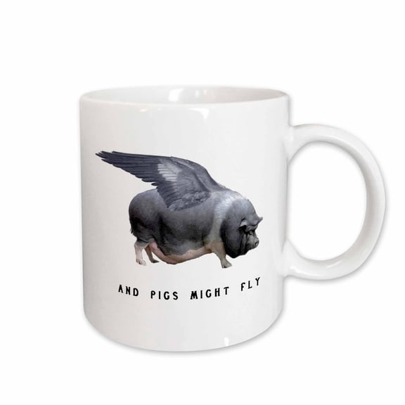 3drose, and Pigs Might Fly Funny Animal Photo Vector, 11oz Mug