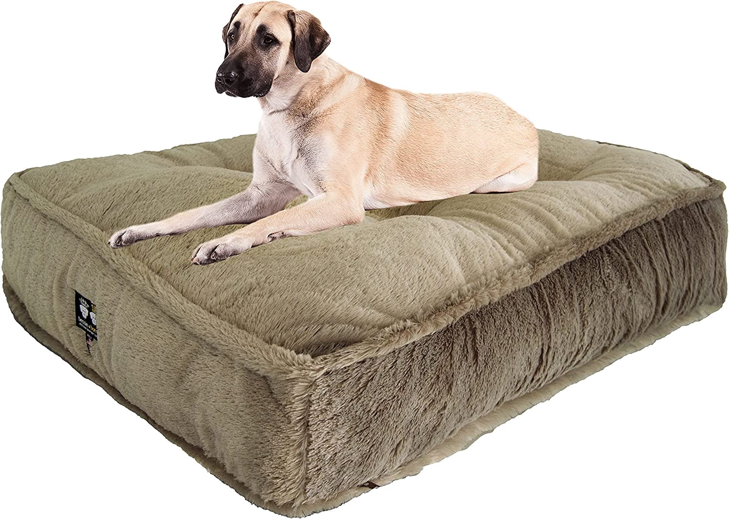 And Rectangle Dog Bed Extra Plush Faux Fur Dog Bean