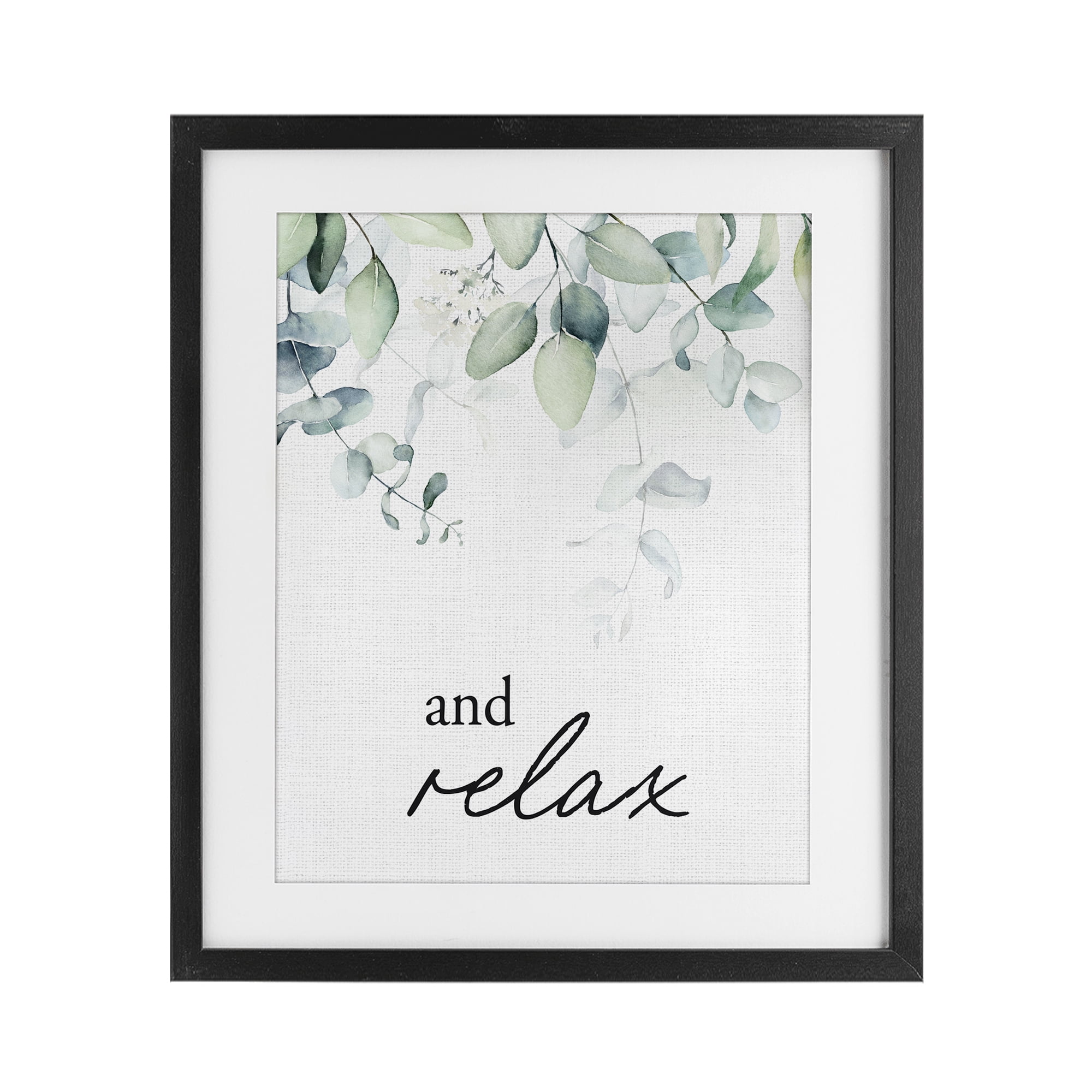 And Relax Minimal Herbs Black Framed Print Under Glass, design by Lettered and Lined