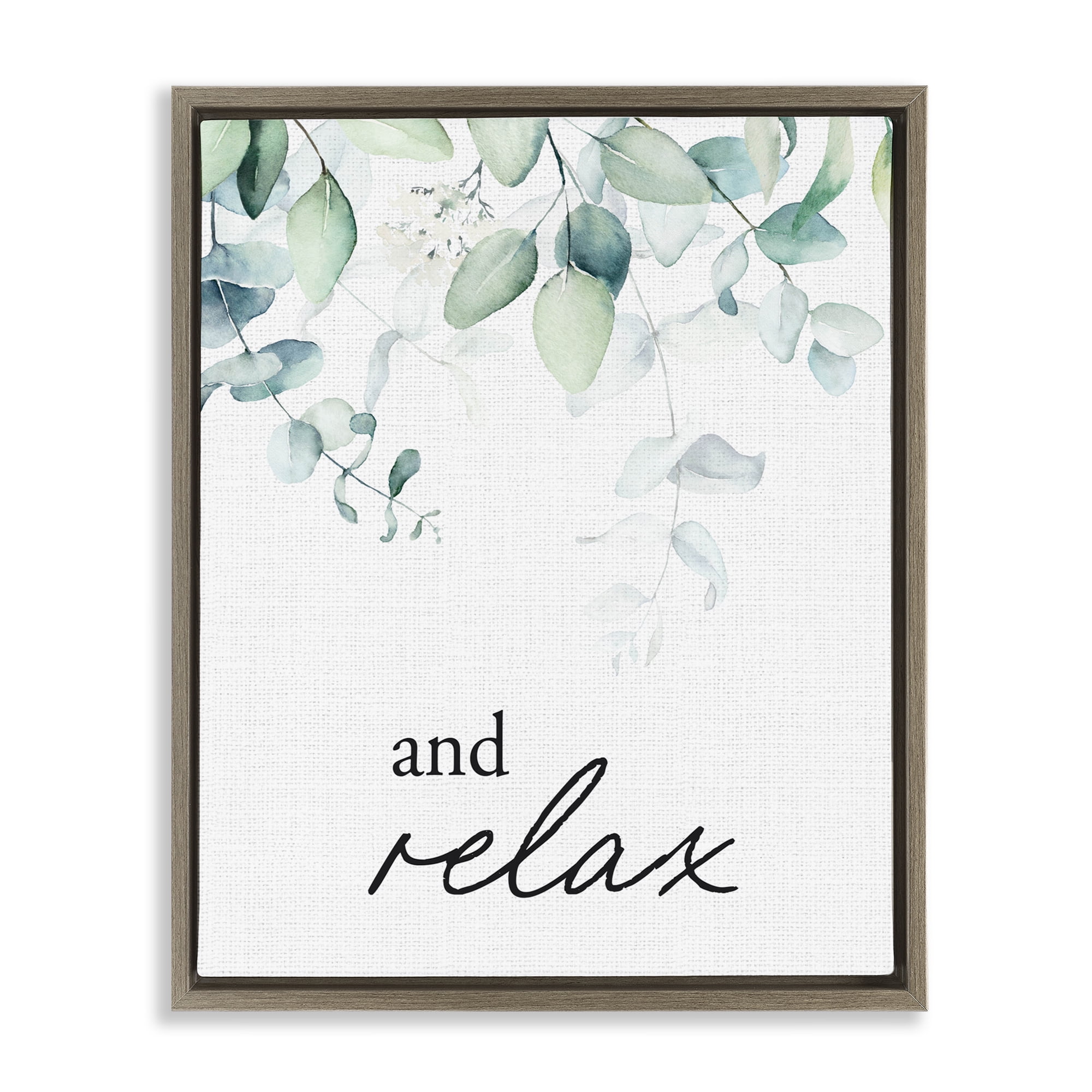 And Relax Minimal Herbs Brown Framed Floater Canvas Wall Art, design by Lettered and Lined