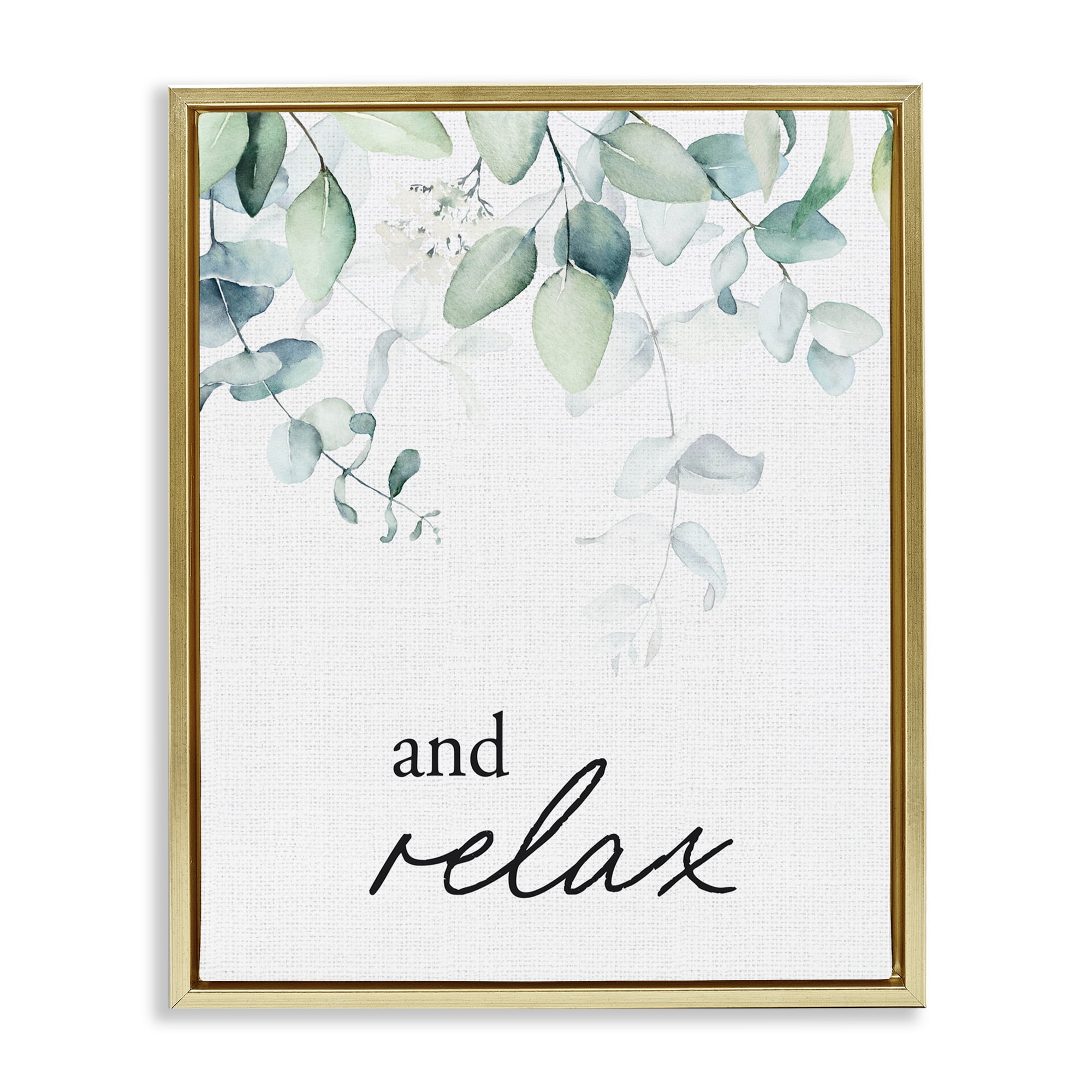 And Relax Minimal Herbs Gold Framed Floater Canvas Wall Art, design by Lettered and Lined