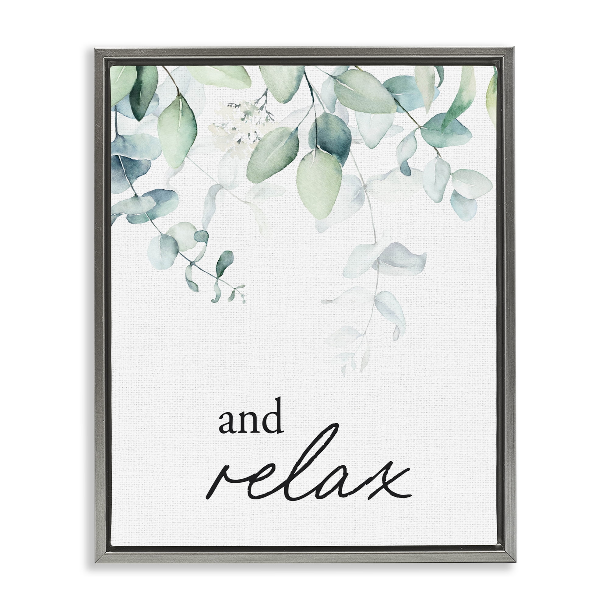 And Relax Minimal Herbs Gray Framed Floater Canvas Wall Art, design by Lettered and Lined