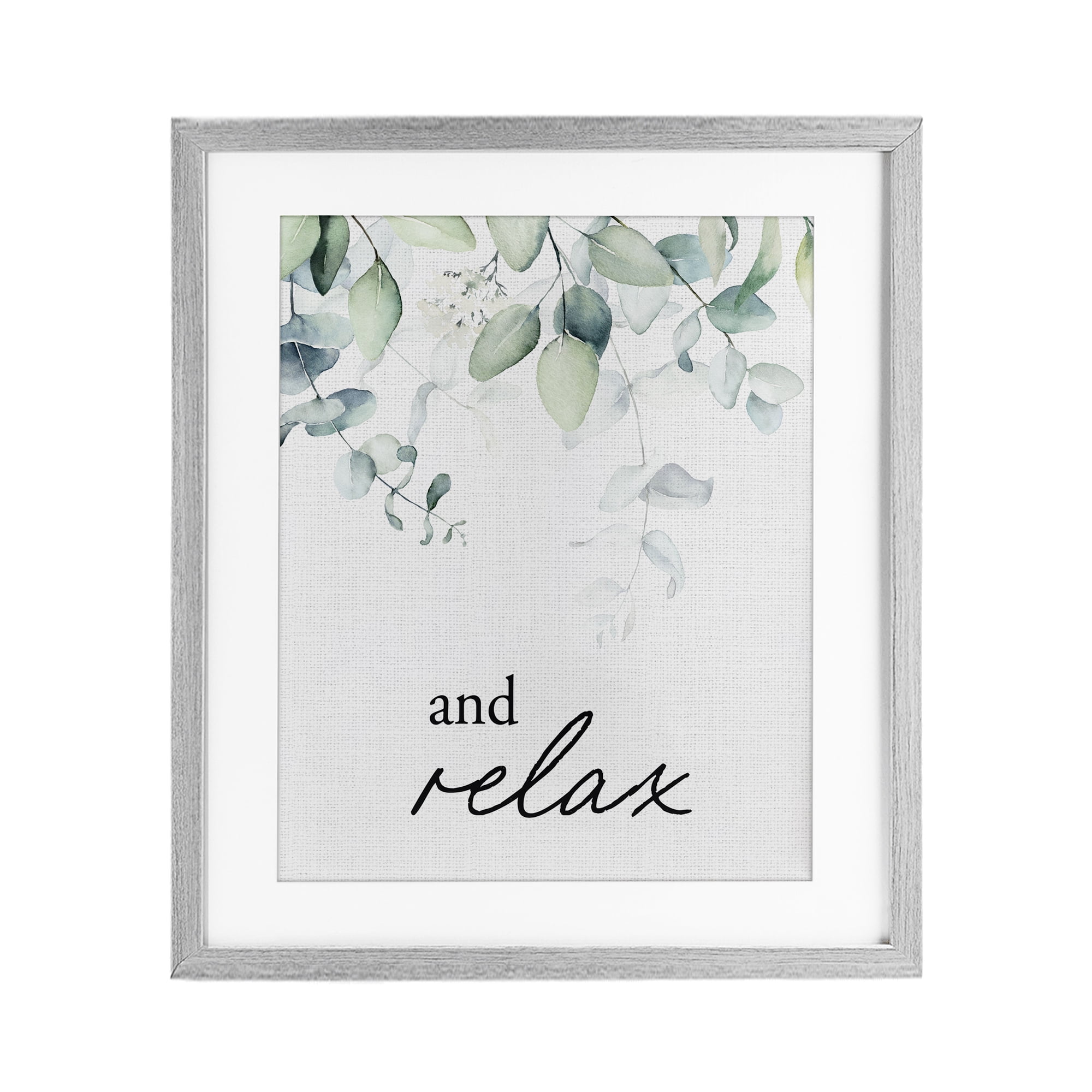 And Relax Minimal Herbs Gray Framed Print Under Glass, design by Lettered and Lined