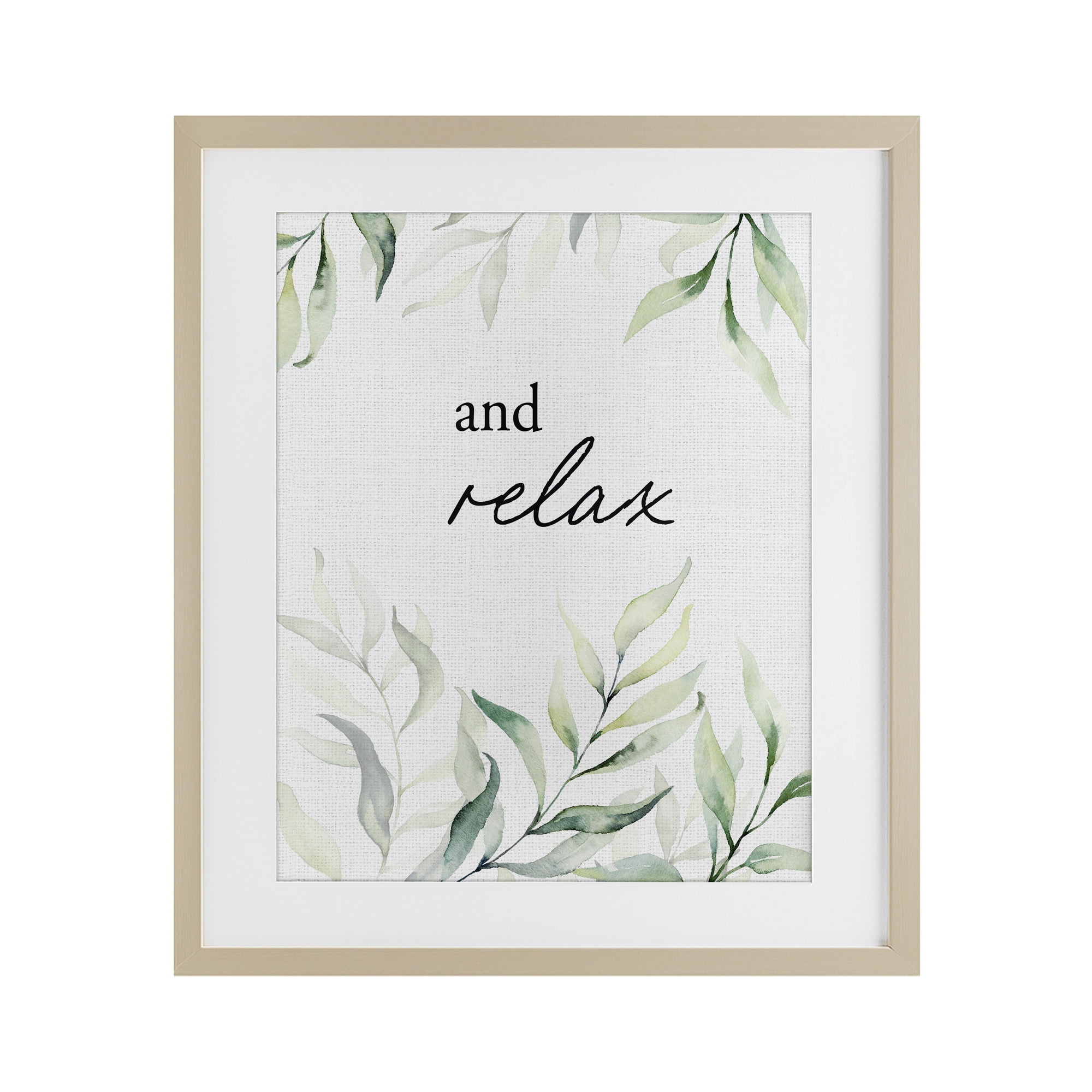 And Relax Soothing Greenery Birch Framed Print Under Glass, design by Lettered and Lined