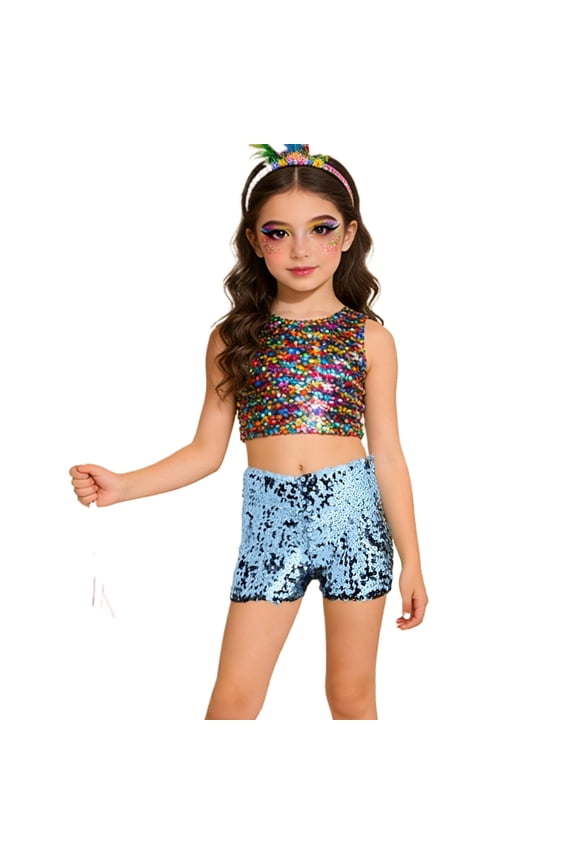 And Shine Girls Performance Shorts – Stretch Fit High-Waisted Athletic Biker Shorts for Dance, Yoga, Gymnastics & Stage, Ages 5-14