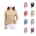 thumbnail image 1 of And Shine Girls Short Sleeve Sequin Tee Shirt Glitter Sparkly Round Neck Casual Top for Summer Season, 1 of 5