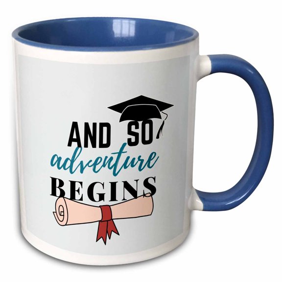3drose, and So Adventure Begins Celebarating Success, 11oz Two-tone Blue Mug
