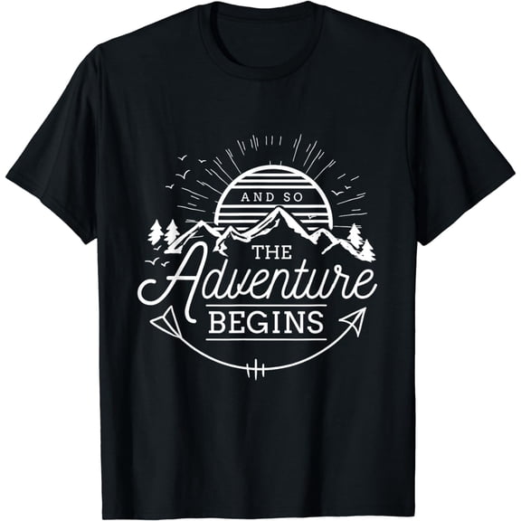 And So The Adventure Begins Adventure Camping T-Shirt mens t shirt，black，women，funny，misfits，men，journey