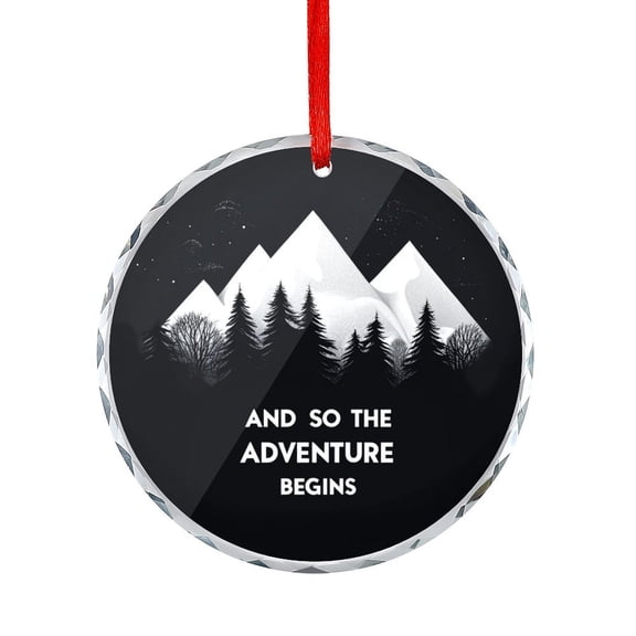 And So The Adventure Begins Glass Christmas Ornament The Mountains Round Ornament for Xmas Tree