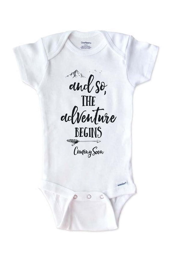 And So The adventure Begins Coming Soon baby boho hippie - surprise baby birth pregnancy announcement - White 3-6 Months