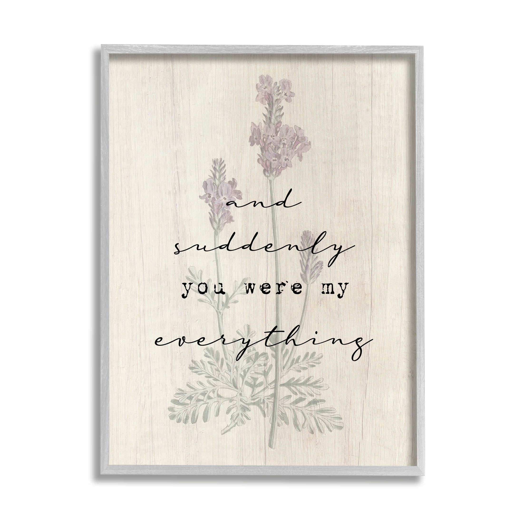 And Suddenly You Were My Everything Phrase Inspirational Graphic Art Gray Framed Art Print Wall Art