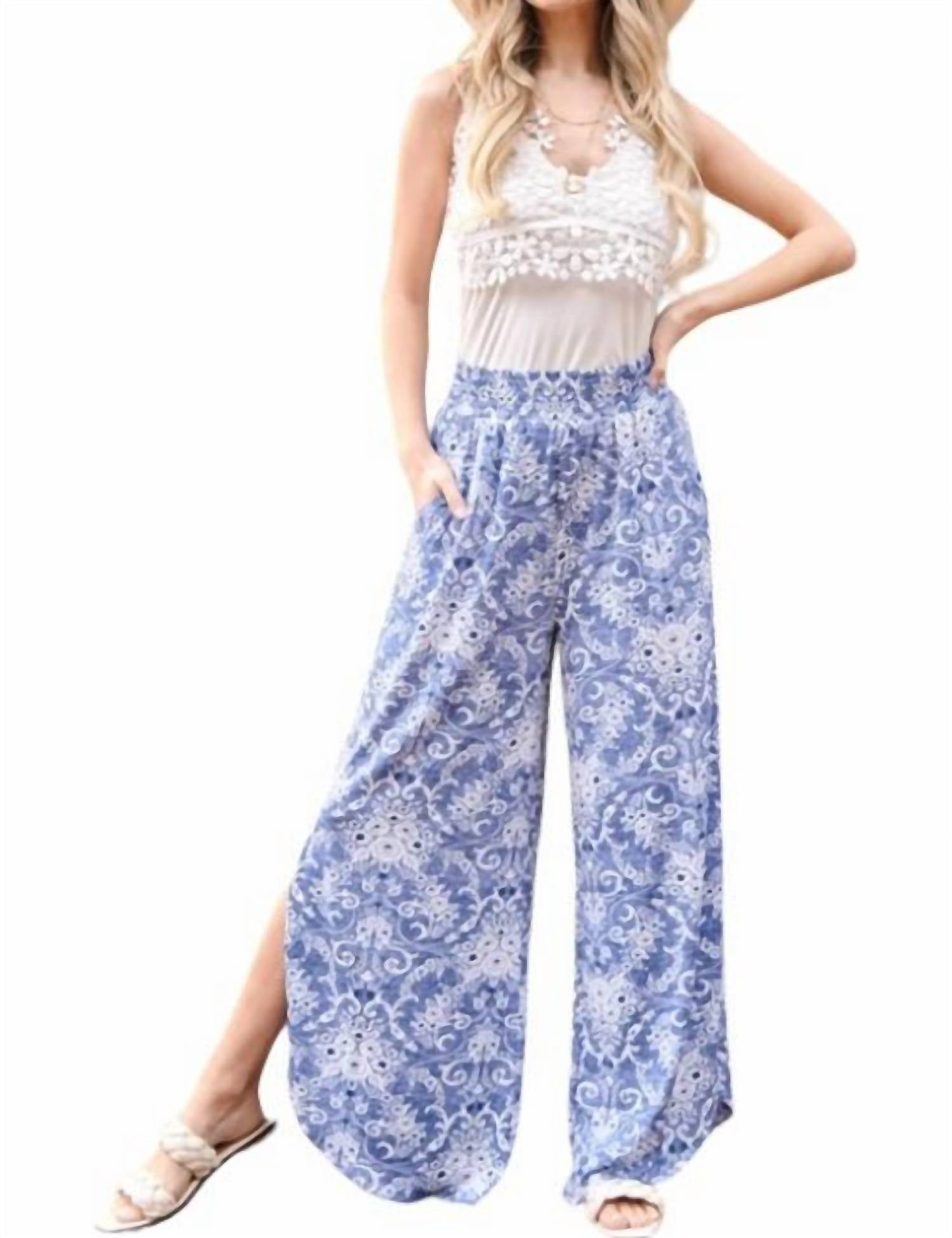 Floral Scatter Side Slit Ankle Pant