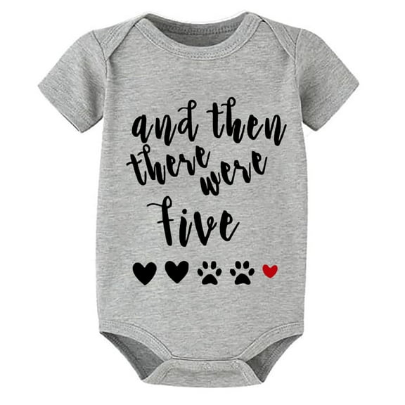 And Then There Were Five Romper Boy 18-24 Months Short Sleeve Going Home Outfit Baby Boy Newborn White Romper Baby Girl 12-18