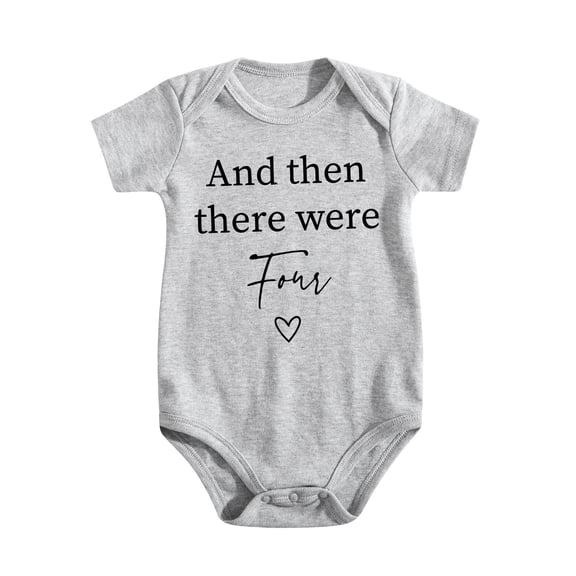 And Then There Were Four Baby Romper Grandparent Pregnancy Announcement First Baby Reveal Coming Hom Light Gray-style 0-3M